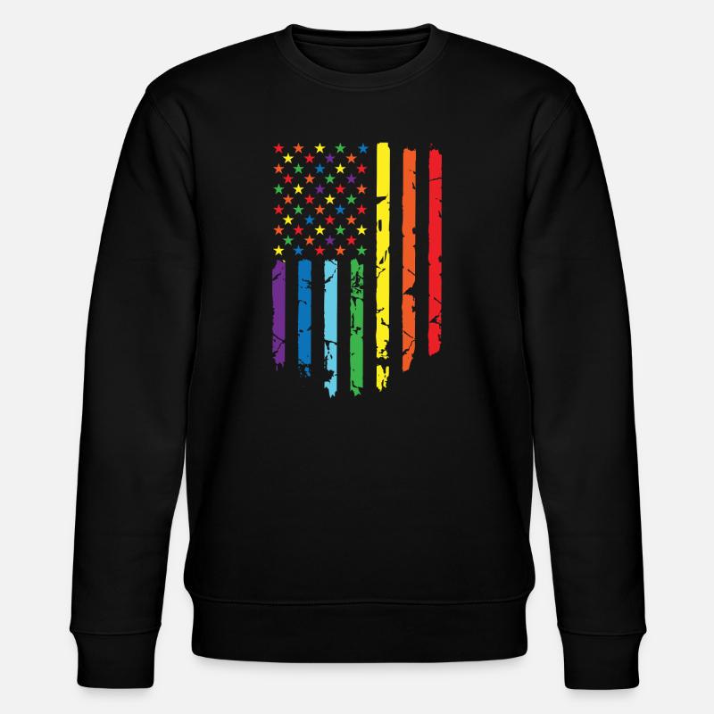 Rainbow flag with star pattern - Stanley/Stella CHANGER Unisex Organic Sweatshirt - black