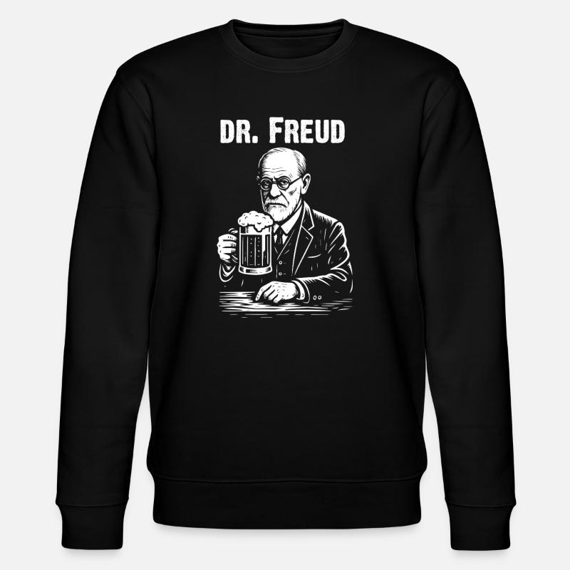 Dr. Freud mit Bierillustration - Stanley/Stella Unisex Bio-Sweatshirt CHANGER  - Schwarz