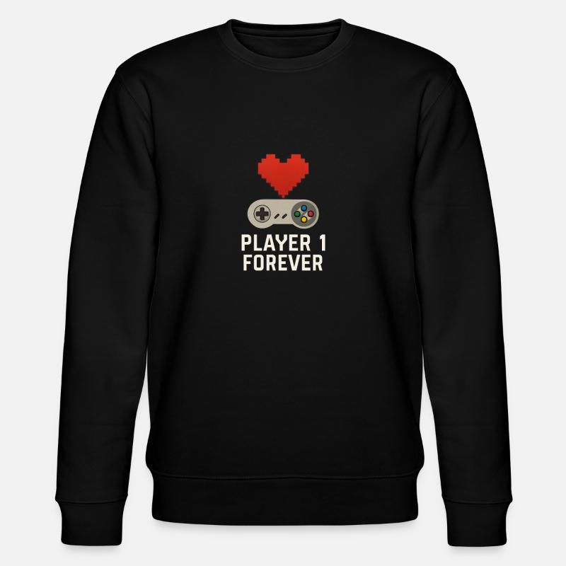 Retro-Gaming-Herz-Design - Stanley/Stella Unisex Bio-Sweatshirt CHANGER  - Schwarz