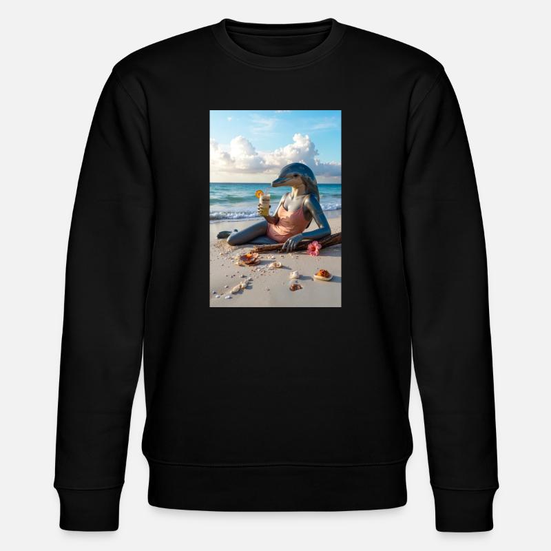 Humanoider Delfin am Strand - Stanley/Stella Unisex Bio-Sweatshirt CHANGER  - Schwarz