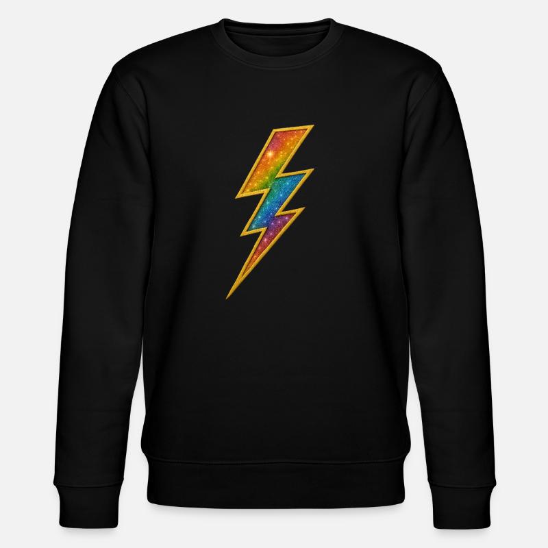 Regenbogen Blitz mit Goldrahmen - Stanley/Stella Unisex Bio-Sweatshirt CHANGER  - Schwarz