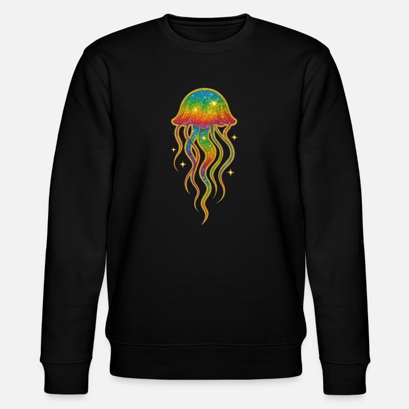 Regenbogen Glitzer Qualle - Stanley/Stella Unisex Bio-Sweatshirt CHANGER  - Schwarz