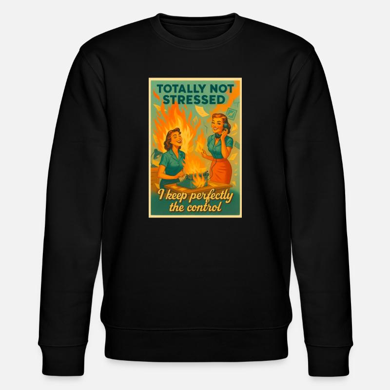 Total gestresstes Retro-Büro - Stanley/Stella Unisex Bio-Sweatshirt CHANGER  - Schwarz