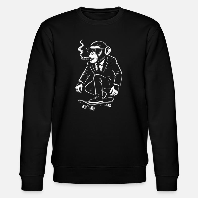 Dapper Monkey sur Skateboard - Sweat bio CHANGER Stanley/Stella Unisexe - noir