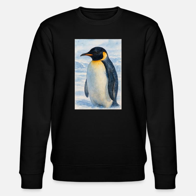Aquarell Pinguin am Meer - Stanley/Stella Unisex Bio-Sweatshirt CHANGER  - Schwarz