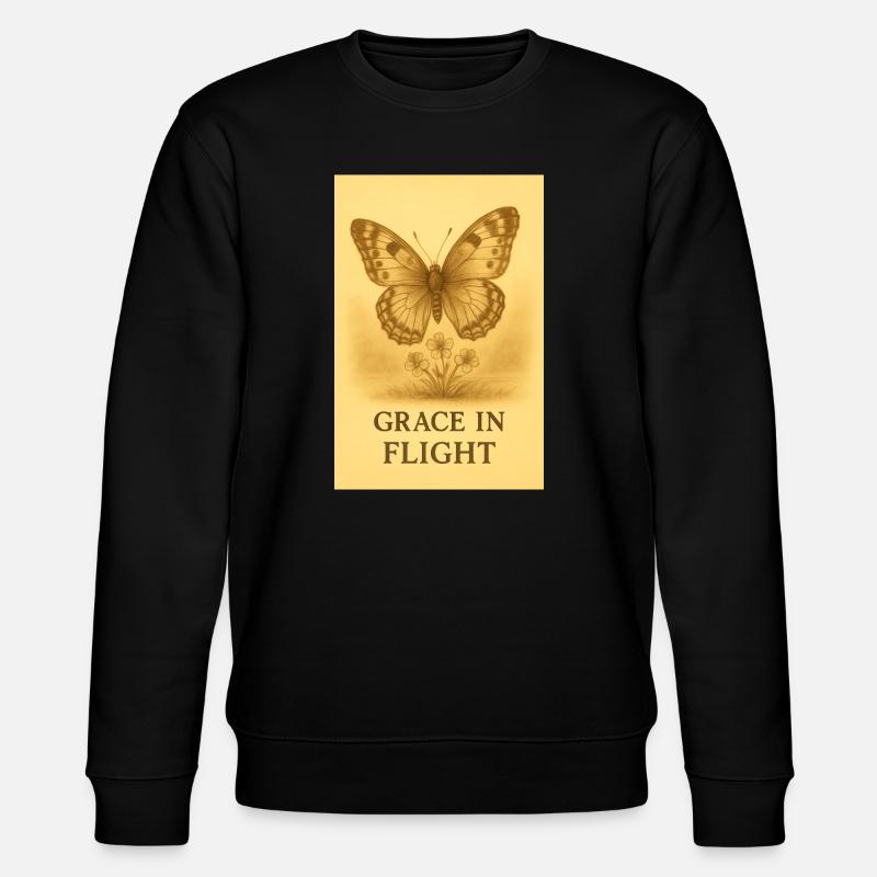 Grâce en Vol Papillon Fleur - Sweat bio CHANGER Stanley/Stella Unisexe - noir