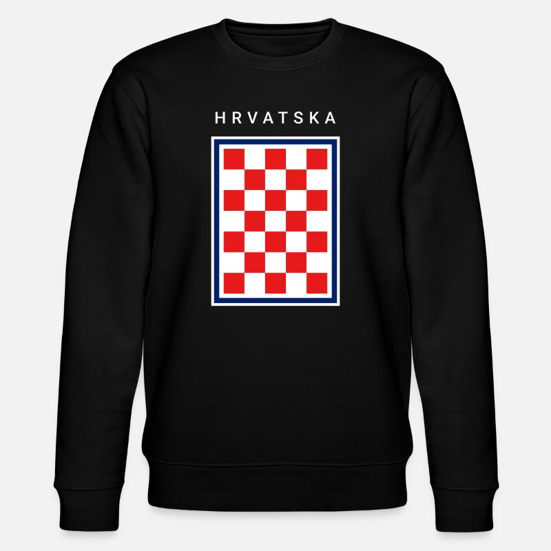 Hrvatska Checker Blue Border - Stanley/Stella CHANGER Unisex Organic Sweatshirt - black