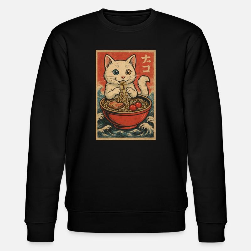 Katzenramen Ukiyo-E Retro - Stanley/Stella Unisex Bio-Sweatshirt CHANGER  - Schwarz