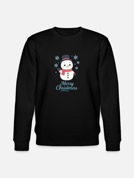 Snowman with Scarf – Merry Christmas - Stanley/Stella CHANGER Unisex Organic Sweatshirt - black