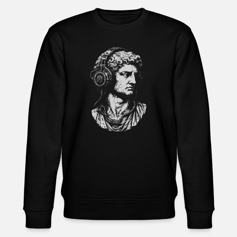 Klassische Buste mit Steampunk-Kopfhörern - Stanley/Stella Unisex Bio-Sweatshirt CHANGER  - Schwarz