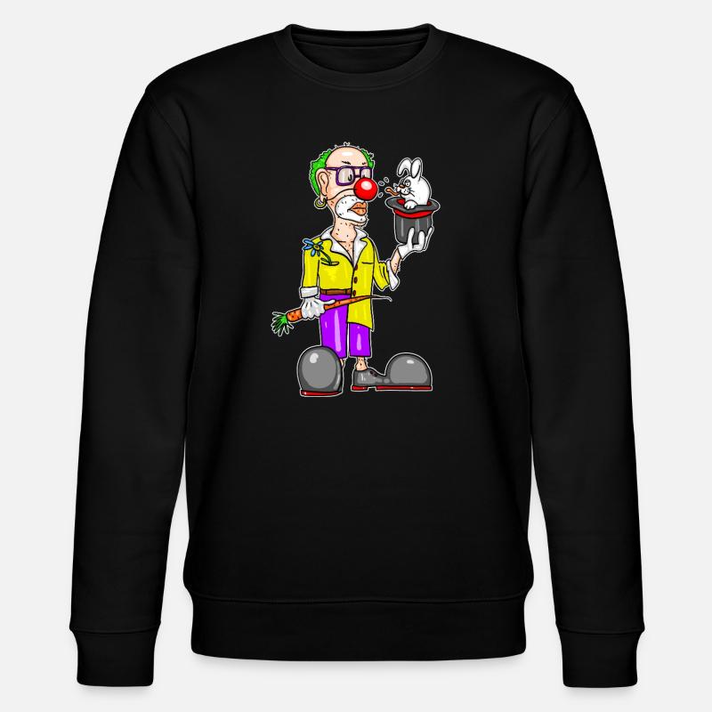 Clown & Rabbit – Funny Magic Cartoon - Stanley/Stella CHANGER Unisex Organic Sweatshirt - black