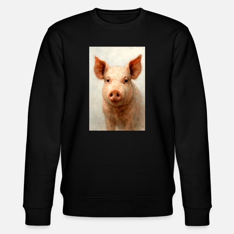 Charme Cochon à l’Aquarelle - Sweat bio CHANGER Stanley/Stella Unisexe - noir