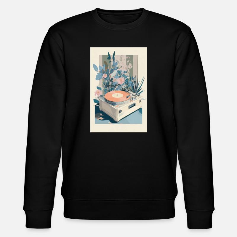 Retro Bloom Vinyl Dream - Stanley/Stella CHANGER Unisex Organic Sweatshirt - black