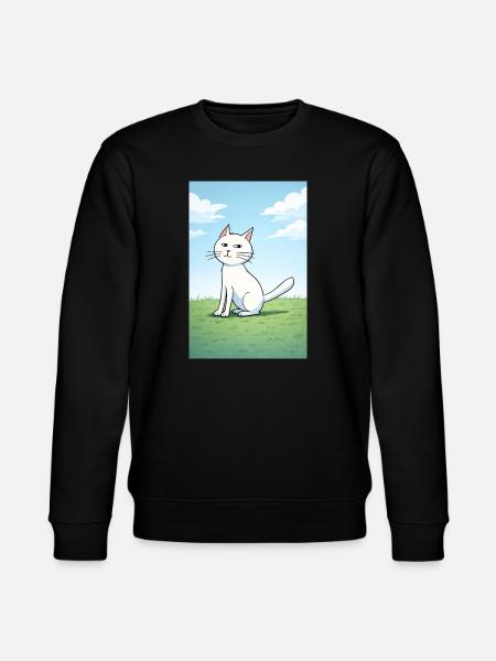 Weiße Katze mit frechen Blick - Stanley/Stella Unisex Bio-Sweatshirt CHANGER  - Schwarz