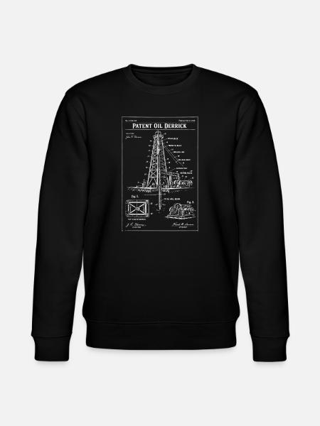 Oil Derrick Blueprint Patent - Stanley/Stella CHANGER Unisex Organic Sweatshirt - black