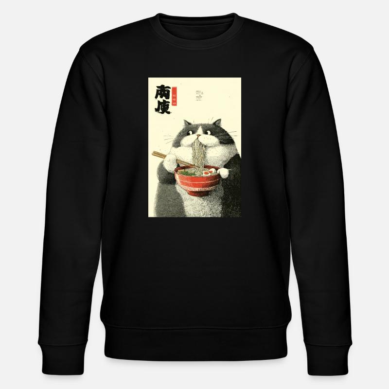 Ramen Cat Ukiyo-e Charm - Stanley/Stella CHANGER Unisex Organic Sweatshirt - black