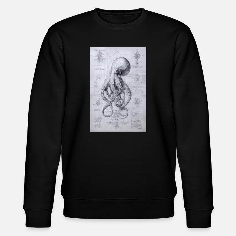Oktopus-Bauplan-Skizze - Stanley/Stella Unisex Bio-Sweatshirt CHANGER  - Schwarz