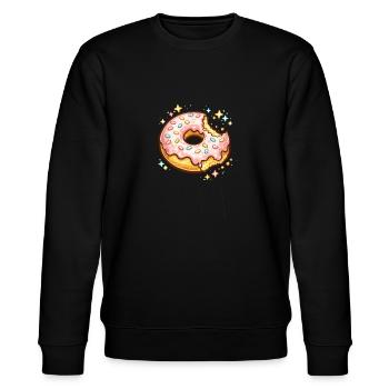 Zuckerrosa Donut mit Sprinkles Funkeln - Stanley/Stella Unisex Bio-Sweatshirt CHANGER  - Schwarz - Vorne - Nik (191cm) & Marisol (170cm)