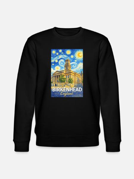 Birkenhead England Clock Tower Star Swirl - Stanley/Stella CHANGER Unisex Organic Sweatshirt - black