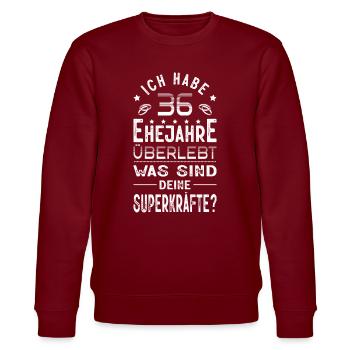 Hochzeitsgeschenk 36 Jahre Ehe Hochzeitstag - Stanley/Stella Unisex Bio-Sweatshirt CHANGER  - Burgunderrot - Vorne - Nik (191cm) & Marisol (170cm)