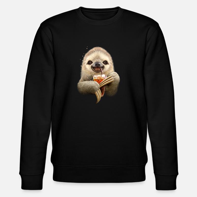 SLOTH & SOFT DRINK - Stanley/Stella Unisex Bio-Sweatshirt CHANGER  - Schwarz