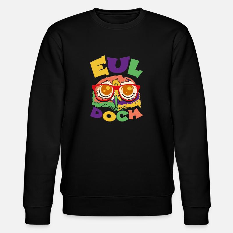 EUL doch - Eule mit Brille - Stanley/Stella Unisex Bio-Sweatshirt CHANGER  - Schwarz