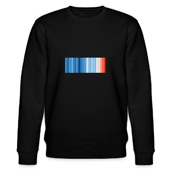 Warming Stripes illustrating the global warming - Stanley/Stella Unisex Bio-Sweatshirt CHANGER  - Schwarz - Vorne - Nik (191cm) & Marisol (170cm)