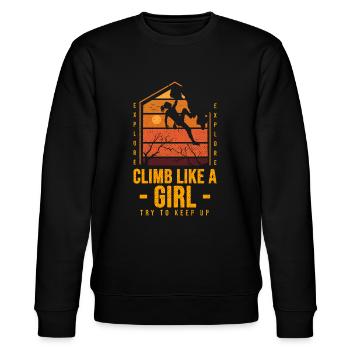 Klettern wie ein Mädchen Klettern Bouldern 80er - Stanley/Stella Unisex Bio-Sweatshirt CHANGER  - Schwarz - Vorne - Nik (191cm) & Marisol (170cm)