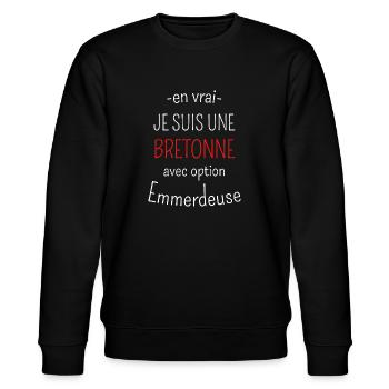 Bretonne avec option Emmerdeuse - Sweat bio CHANGER Stanley/Stella Unisexe - noir - Devant - Nik (191cm) & Marisol (170cm)