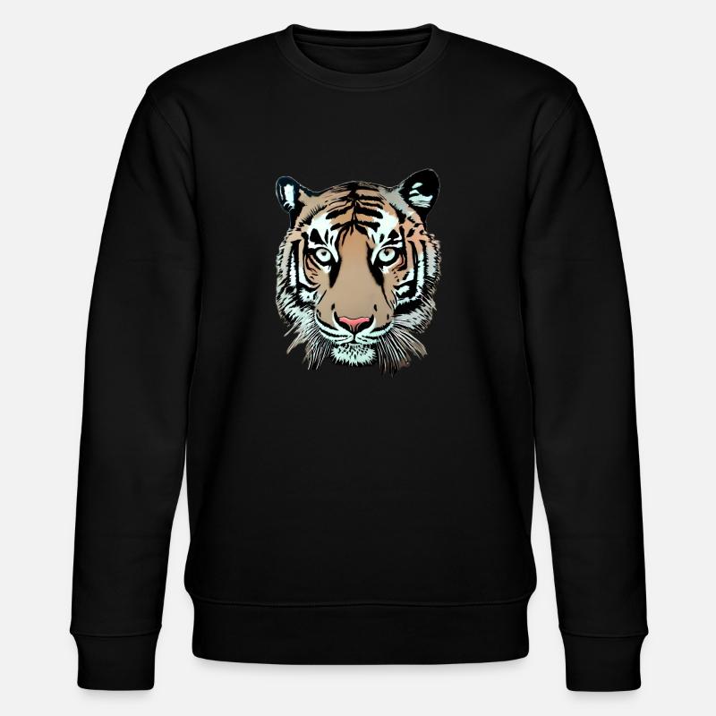Tiger Illustration - Stanley/Stella Unisex Bio-Sweatshirt CHANGER  - Schwarz