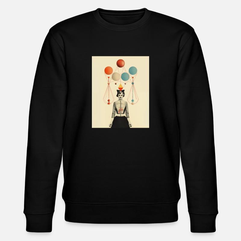 Thinking circus lady paper collage - Stanley/Stella CHANGER Unisex Organic Sweatshirt - black