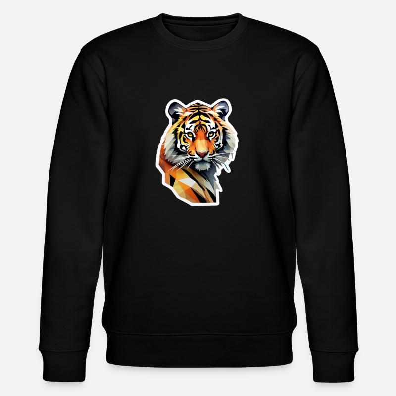 Tiger Polygon - Stanley/Stella Unisex Bio-Sweatshirt CHANGER  - Schwarz