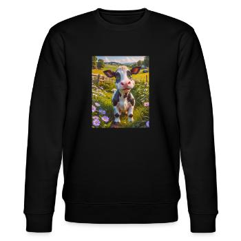 Super süße Tiere auf einem Bauernhof – Kuh - Stanley/Stella Unisex Bio-Sweatshirt CHANGER  - Schwarz - Vorne - Nik (191cm) & Marisol (170cm)