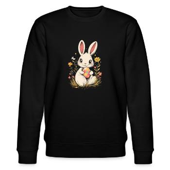 Ostern Osterhase Vintage - Stanley/Stella Unisex Bio-Sweatshirt CHANGER  - Schwarz - Vorne - Nik (191cm) & Marisol (170cm)