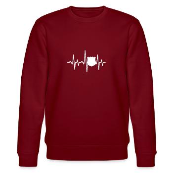 Police Heartbeat Design - Stanley/Stella Unisex Bio-Sweatshirt CHANGER  - Burgunderrot - Vorne - Nik (191cm) & Marisol (170cm)