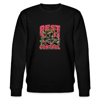 Pest Control Squad Design for a Bug Killer - Stanley/Stella Unisex Bio-Sweatshirt CHANGER  - Schwarz - Vorne - Nik (191cm) & Marisol (170cm)