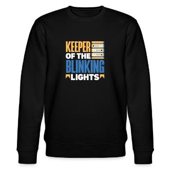 Keeper Of The Blinking Lights Network Admin - Stanley/Stella CHANGER Unisex Organic Sweatshirt - black - Front - Nik (191cm) & Marisol (170cm)