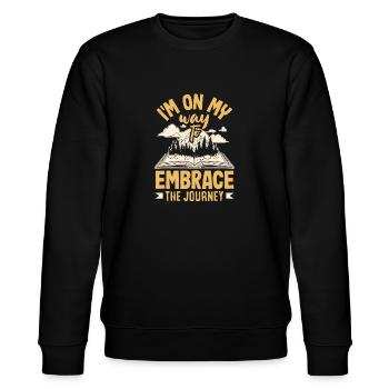 I'm on my way to embrace the journey - Stanley/Stella Unisex Bio-Sweatshirt CHANGER  - Schwarz - Vorne - Nik (191cm) & Marisol (170cm)