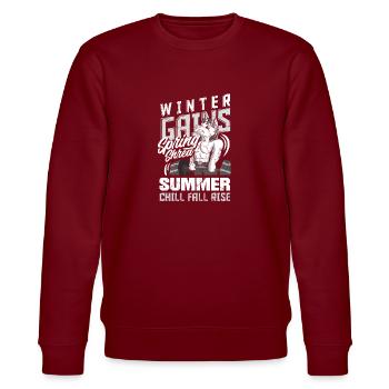 Winter Gains, Spring Shred, Summer Chill, Fall - Stanley/Stella Unisex Bio-Sweatshirt CHANGER  - Burgunderrot - Vorne - Nik (191cm) & Marisol (170cm)