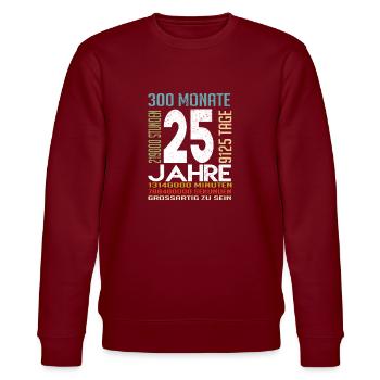 Birthday 25 years gift idea - Stanley/Stella CHANGER Unisex Organic Sweatshirt - burgundy - Front - Nik (191cm) & Marisol (170cm)