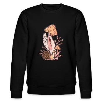 Some Mushrooms_Cottagecore - Stanley/Stella Unisex Bio-Sweatshirt CHANGER  - Schwarz - Vorne - Nik (191cm) & Marisol (170cm)