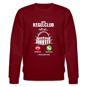 Kegeln Kegelclub Ruft An Kegel - Stanley/Stella Unisex Bio-Sweatshirt CHANGER  - Burgunderrot - Vorne - Nik (191cm) & Marisol (170cm)