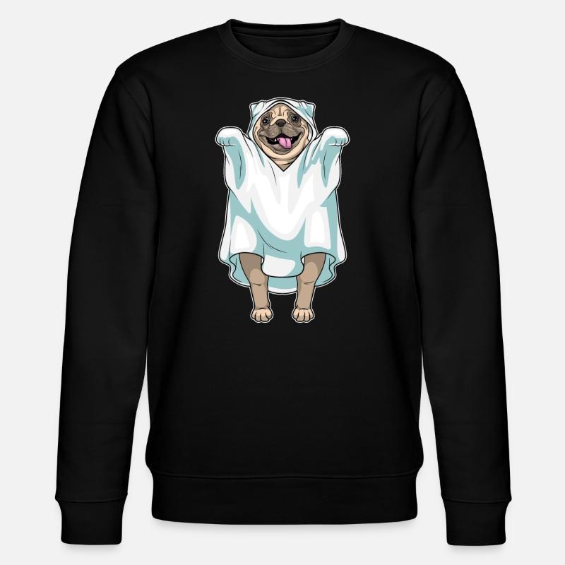 Pug Halloween Ghost - Stanley/Stella CHANGER Unisex Organic Sweatshirt - black