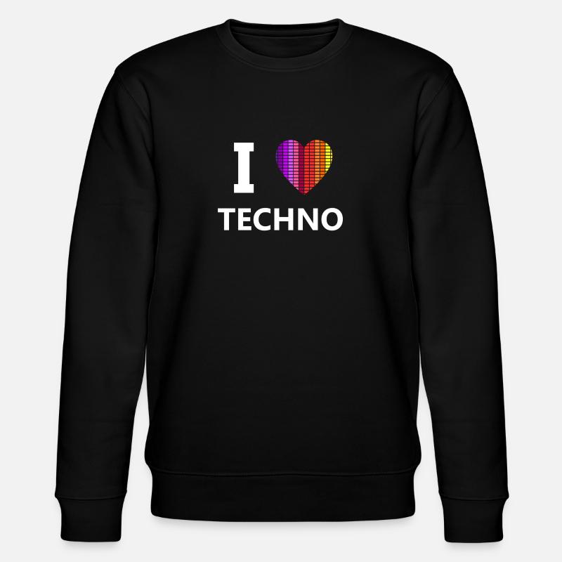 I Love Techno Schranzen Rave - Stanley/Stella Unisex Bio-Sweatshirt CHANGER  - Schwarz