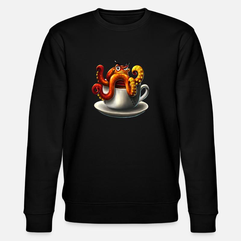 Coffee Octopus - Stanley/Stella CHANGER Unisex Organic Sweatshirt - black