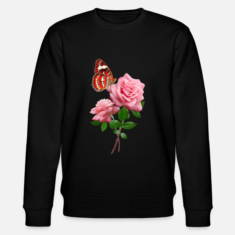 Rose Avec Beau Papillon Rouge - Sweat bio CHANGER Stanley/Stella Unisexe - noir