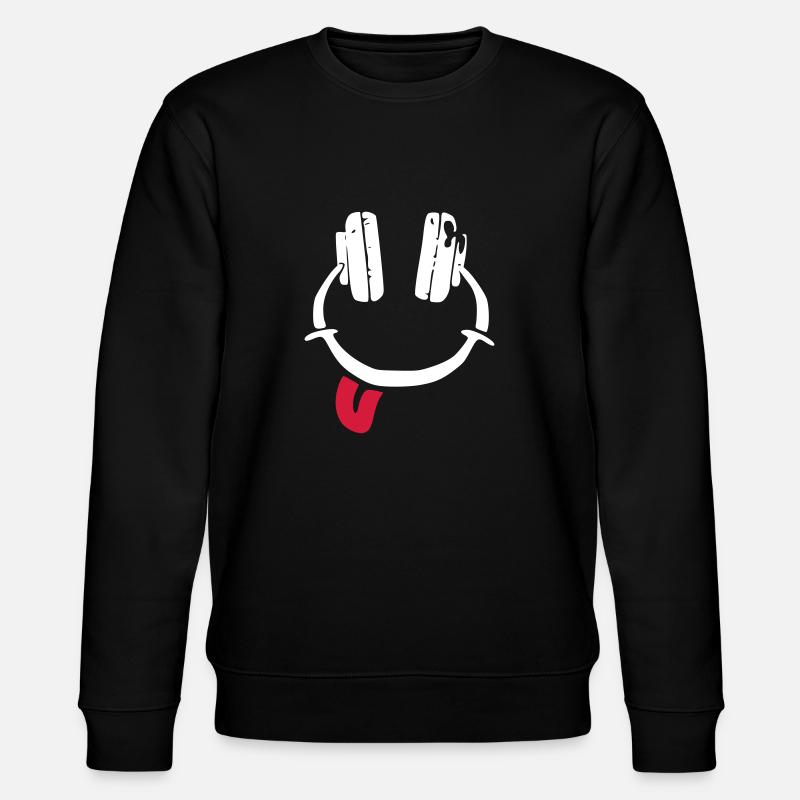 Kopfhörer - Smiley - Zunge - Stanley/Stella Unisex Bio-Sweatshirt CHANGER - Schwarz