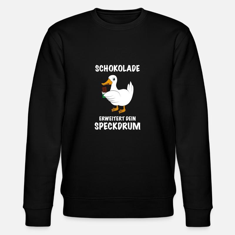 Ente mit Schokolade Spruch - Stanley/Stella Unisex Bio-Sweatshirt CHANGER  - Schwarz
