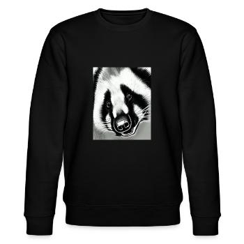 Badger (in german Dachs) cool portrait drawing - Stanley/Stella CHANGER Unisex Organic Sweatshirt - black - Front - Nik (191cm) & Marisol (170cm)