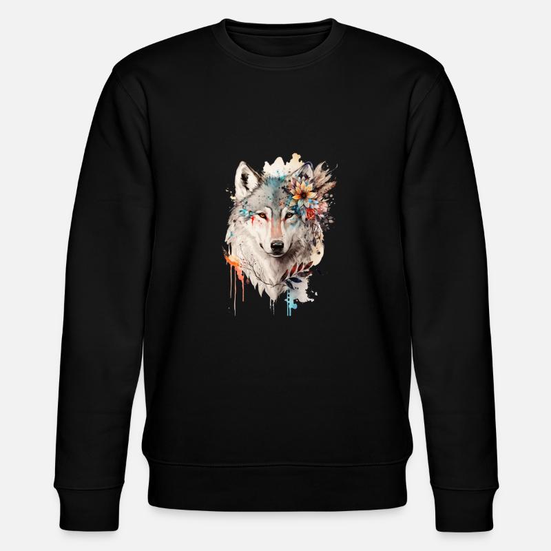 Blumenwolf - Stanley/Stella Unisex Bio-Sweatshirt CHANGER  - Schwarz